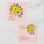 Zonnebloem Floral Bouquet - Dusky Pink Vierkante Visitekaartje (Voorkant / Achterkant)