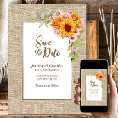 Zonnebloem Floral Burlap bruiloft Save The Date