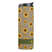 Zonnebloem Floral Burlap Rustige Olive Green Custo Thermosbeker (Gedraaid links)