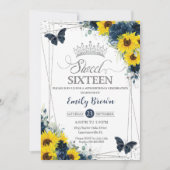 Zonnebloem Floral Butterflies Silver Sweet 16 Kaart (Voorkant)