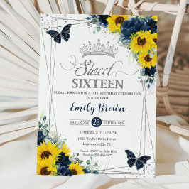 Zonnebloem Floral Butterflies Silver Sweet 16 Kaart