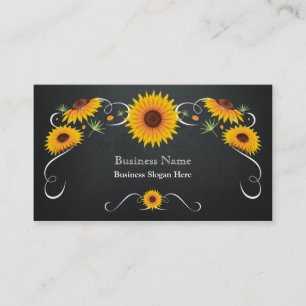 Zonnebloem Floral Chalkboard Visitekaartje