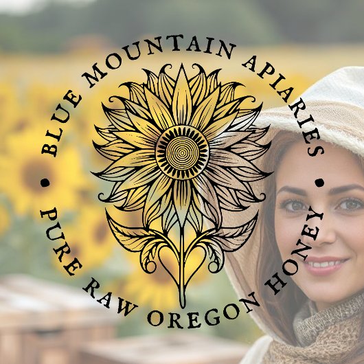 Zonnebloem Floral Design Bijenhouder Apiary Logo Rubberstempel