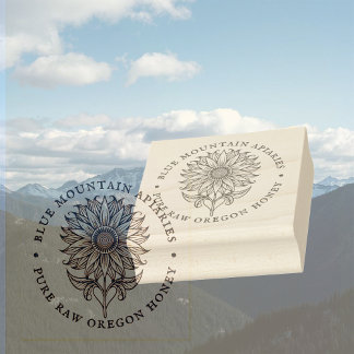Zonnebloem Floral Design Bijenhouder Apiary Logo Rubberstempel