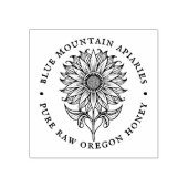 Zonnebloem Floral Design Bijenhouder Apiary Logo Rubberstempel (Afrduk)