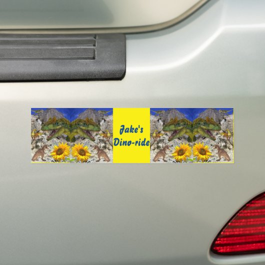 Zonnebloem Floral Dinosaur Bumpersticker (Op auto)