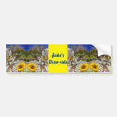 Zonnebloem Floral Dinosaur Bumpersticker (Voorkant)