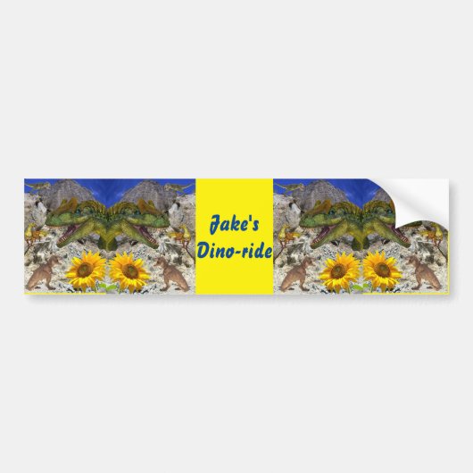 Zonnebloem Floral Dinosaur Bumpersticker (Voorkant)