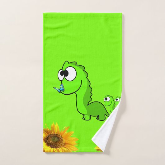 Zonnebloem Floral Dinosaur Green Bath Bad Handdoek (Handdoek)