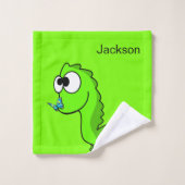 Zonnebloem Floral Dinosaur Green Bath Bad Handdoek (Wasdoekje)
