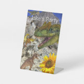 Zonnebloem Floral Dinosaur Pedestal Sign Reclamebord Met Voetstuk (Voorkant)