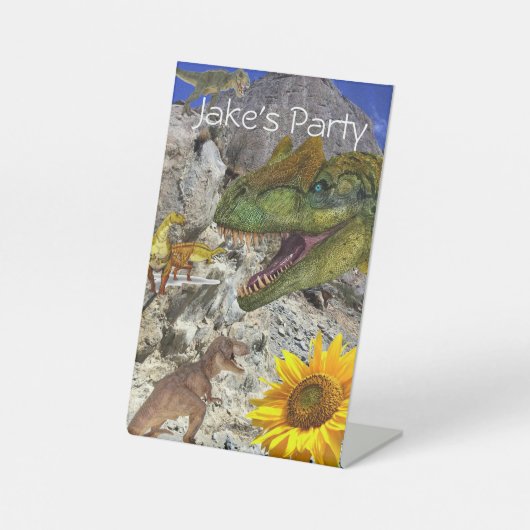 Zonnebloem Floral Dinosaur Pedestal Sign Reclamebord Met Voetstuk (Voorkant)