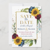 Zonnebloem Floral Glitter Foto slaat de datum op Save The Date (Achterkant)