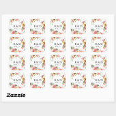 Zonnebloem Floral Monogram Vierkante Sticker (Vel)