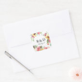 Zonnebloem Floral Monogram Vierkante Sticker (Envelop)