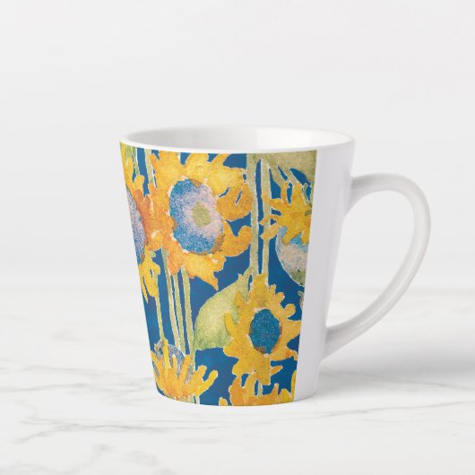 Zonnebloem Floral Pattern Blue Latte Mok (Rechts)