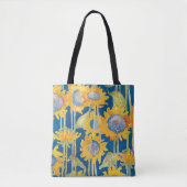 Zonnebloem Floral Pattern Blue Tote Bag (Voorkant)