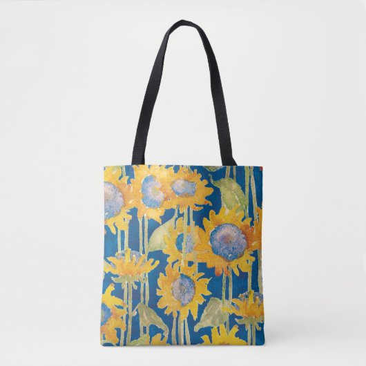 Zonnebloem Floral Pattern Blue Tote Bag (Voorkant)