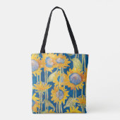 Zonnebloem Floral Pattern Blue Tote Bag (Achterkant)