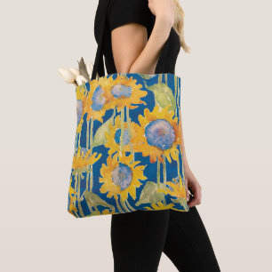 Zonnebloem Floral Pattern Blue Tote Bag