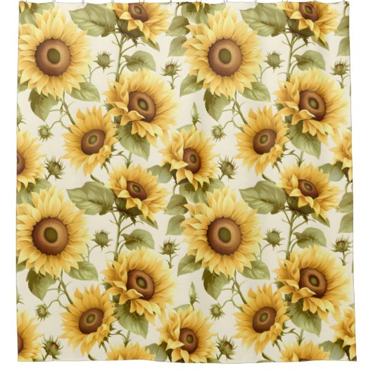 Zonnebloem Floral Pattern Douchegordijn (Voorkant)
