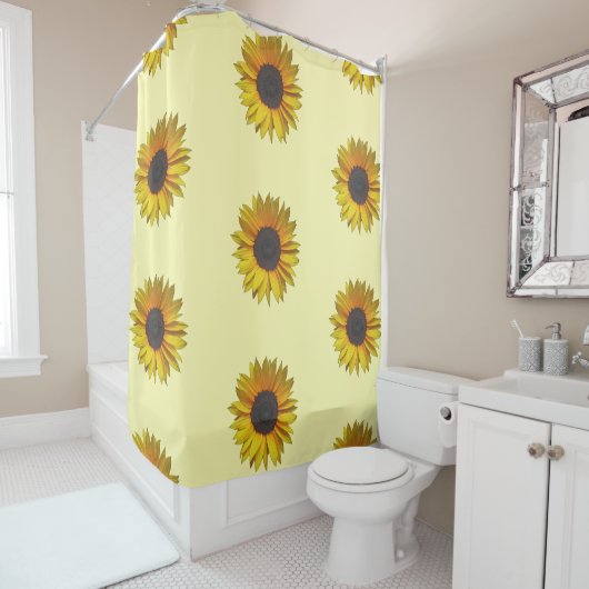 Zonnebloem Floral Pattern Douchegordijn (In situ)