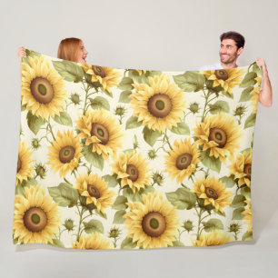 Zonnebloem Floral Pattern Fleece Deken