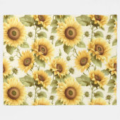Zonnebloem Floral Pattern Fleece Deken (Voorkant (Horizontaal))
