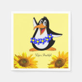 Zonnebloem Floral Penguin Paper Napkins Servet (Voorkant)