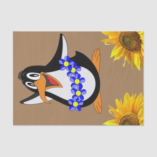 Zonnebloem Floral Penguin-papier Tissuepapier (Voorkant)