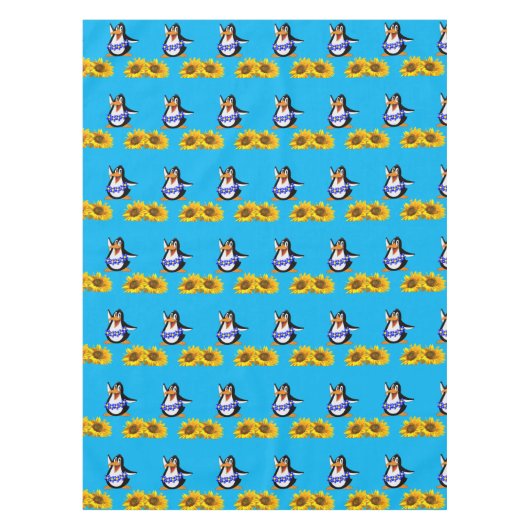 Zonnebloem Floral Penguin Tablecloth Tafelkleed (Voorkant)