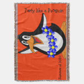 Zonnebloem Floral Penguin Throw Blanket Deken (Voorkant Verticaal)