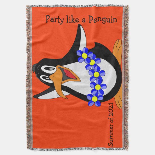 Zonnebloem Floral Penguin Throw Blanket Deken (Voorkant Verticaal)