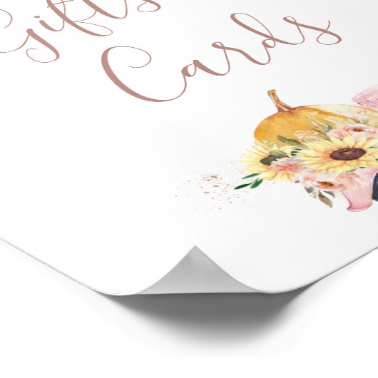 Zonnebloem Floral Pumpkin Truck Baby shower Sign Poster (Hoek)