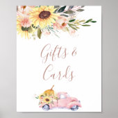 Zonnebloem Floral Pumpkin Truck Baby shower Sign Poster (Voorkant)