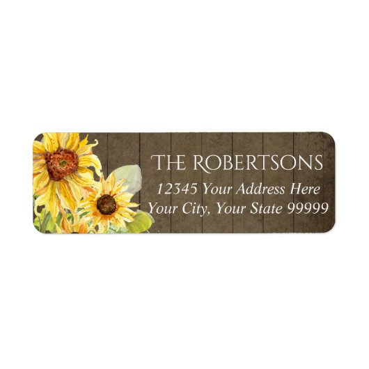 Zonnebloem Floral Rustic Farmhouse | Retouradres Etiket (Voorkant)
