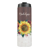 Zonnebloem Floral Rustic - Persoonlijke benaming Thermosbeker (Voorkant)