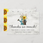 Zonnebloem Floral & Rustic Wood Dank u Bedankkaart (Voorkant / Achterkant)