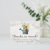 Zonnebloem Floral & Rustic Wood Dank u Briefkaart (Staand voorkant)