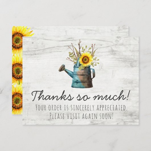 Zonnebloem Floral & Rustic Wood  Dank u Briefkaart (Voorkant / Achterkant)