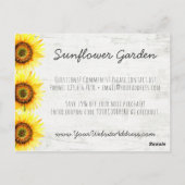 Zonnebloem Floral & Rustic Wood Dank u Briefkaart (Achterkant)