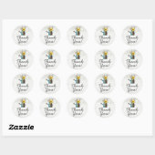 Zonnebloem Floral & Rustic Wood  Dank u Ronde Sticker (Vel)