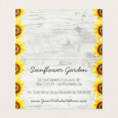 Zonnebloem Floral & Rustisch hout Katoen Dank je Kaart (Binnenkant ongevouwen)