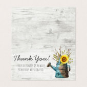 Zonnebloem Floral & Rustisch hout Katoen Dank je Kaart (Buitenkant ongevouwen)