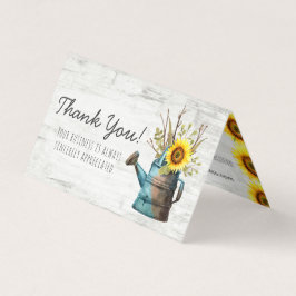 Zonnebloem Floral & Rustisch hout Katoen Dank je Kaart