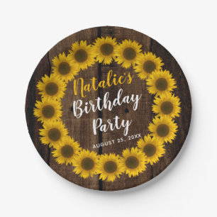 Zonnebloem Floral Wreath Wood Kijk Birthday Party Papieren Bordje