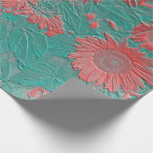Zonnebloem Florence Blauwgroen Roze Chic Decoupag Cadeaupapier (Hoek)