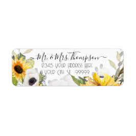 Zonnebloem Florenz Waterverf Geel Witte Bloem Etiket