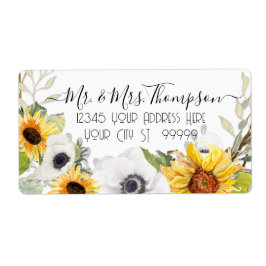 Zonnebloem Florenz Waterverf Geel Witte Bloem L Etiket