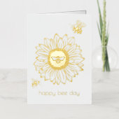 Zonnebloem Folie Happy Bee Day Verjaardag Kaart (Voorkant)
